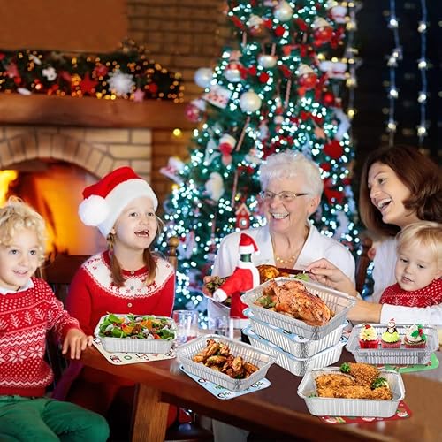 Miniatura 8 de Hemoton 20 bandejas de aluminio con tapas, recipientes rectangulares desechables para alimentos, sartenes de aluminio con fundas para llevar para