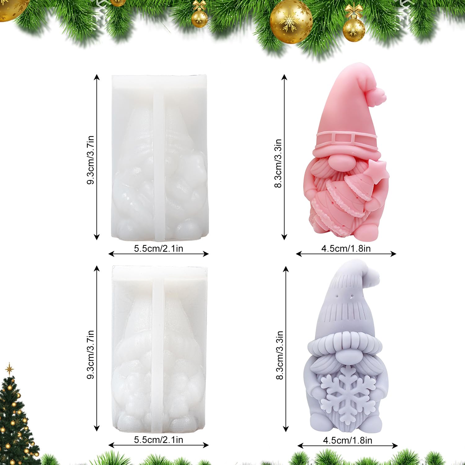 3D Silikonformen Für Weihnachtskerzen – Wichtel & Weihnachtsbaum, DIY-Set