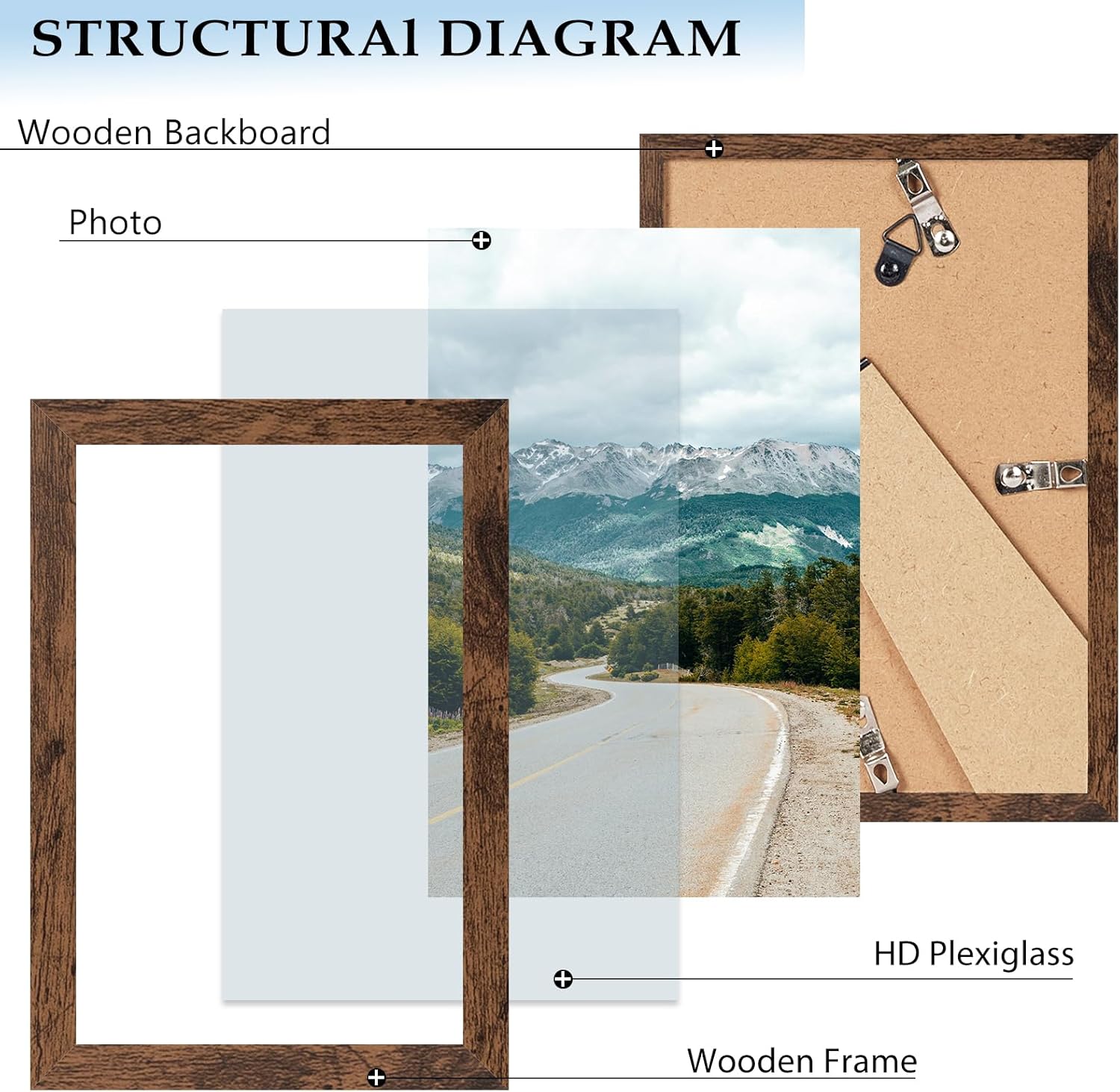 6x8 Picture Frame Deep Brown for Wall Hanging or Tabletop, Wood 6 x 8 Frame Photo Frame for Wall Horizontally or Vertically, Deep Brown, 1 Pack - Image 4