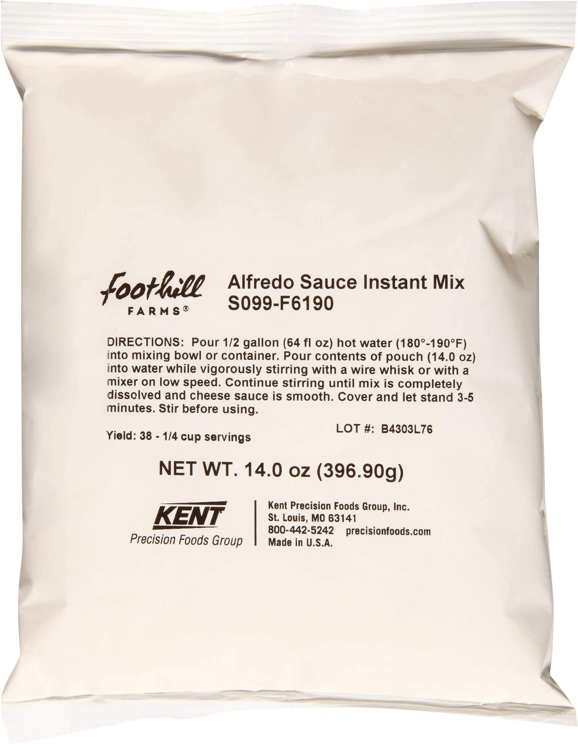 Foothill Farms Alfredo Sauce Instant Mix Reduced Sodium, 14 Ounce -- 8 per case.