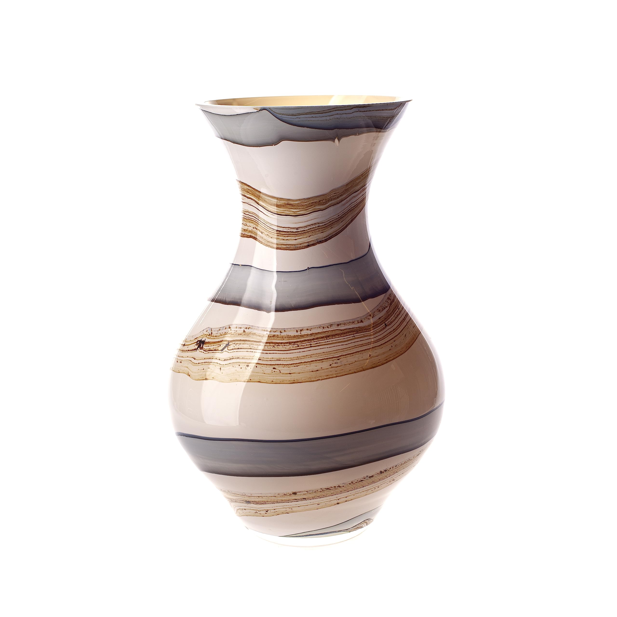 Amelia Art Glass Cream, Brown, Grey & Sage Posy Vase In Smoked Meadows