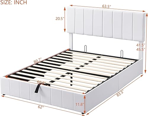 Miniatura 72 de Base de cama LED tapizada tamaño Queen, plataforma flotante de terciopelo con cabecero, MDF moderna y cama de madera contrachapada (beige-081)