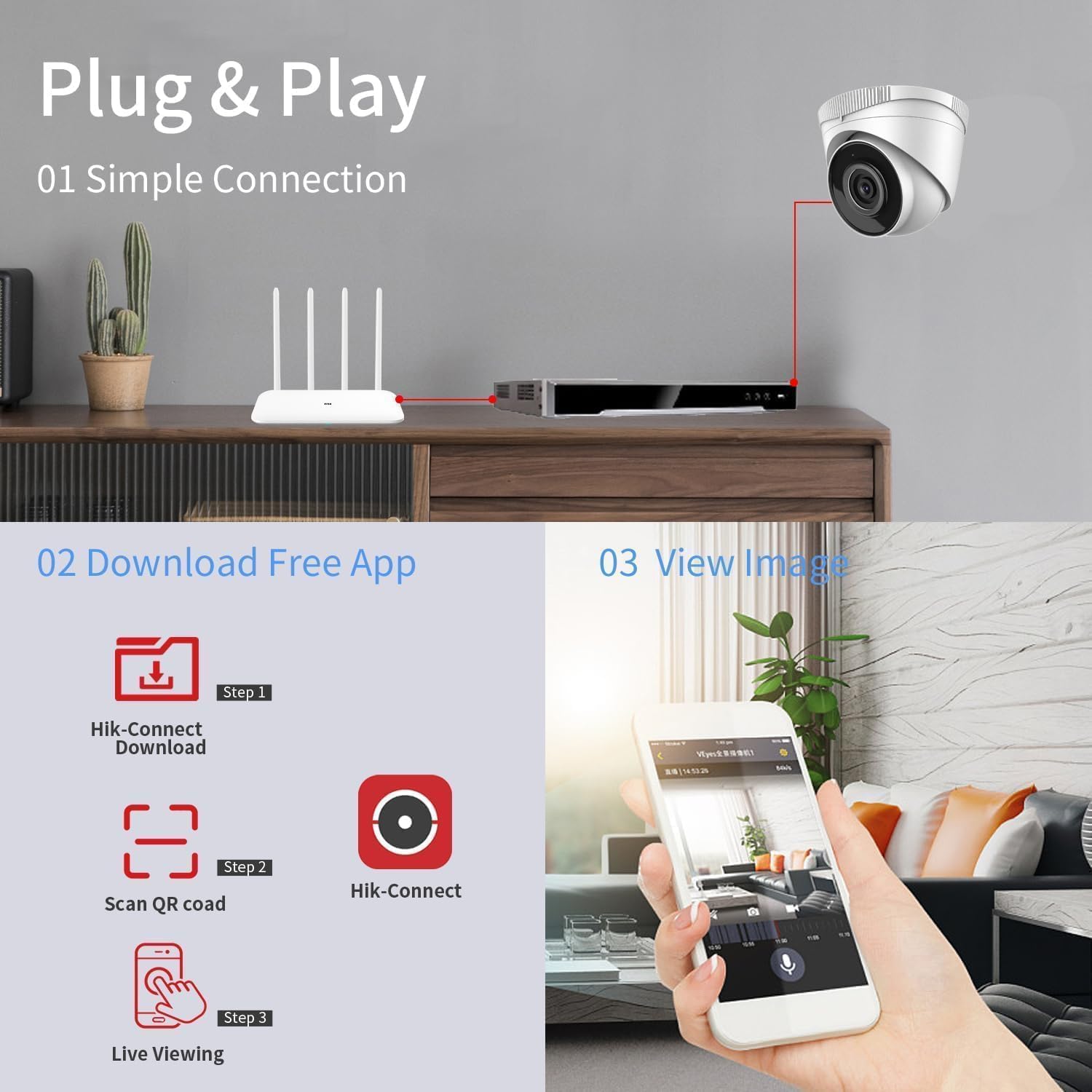 Real HD 4MP POE IP Turret Camera, 95° Wide Angle 2.8mm Lens, H.265+, 120 dB WDR, Compatible with Ⲏіkconnect/ iVMS4200/ Guarding Vision, Smart IR Night Vision 8 71OMj MXYPL. AC SL1500