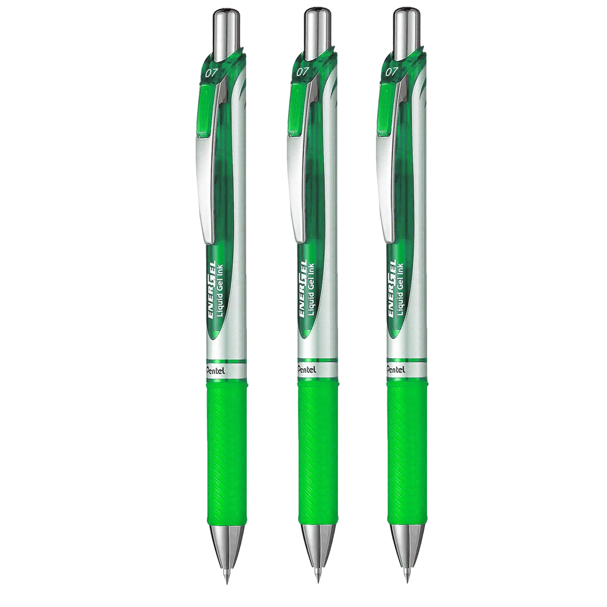 Pentel EnerGel XM BL77 - Retractable Liquid Gel Ink Pen - 0.7mm - 54% Recycled - In Envelope Gift Packaging - Pack of 3 - Lime Green - Image 2
