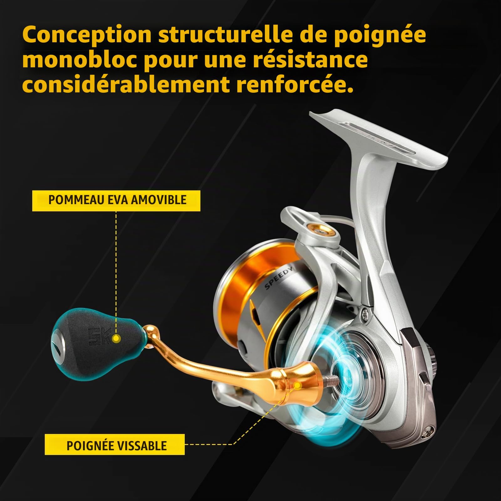 Seaknight RAPIDII Moulinet de pêche en mer 10+1 roulement 6.2:1 4.7:1 Anti-Corrosion pour pêche en mer 2000H 2500H 3000H 4000H 5000H 6000 Fibre de Carbone Frein Max 15 kg