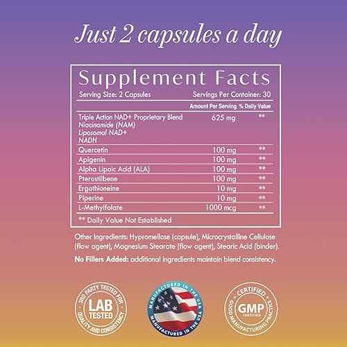 Miniatura 9 de Suplemento NAD+ - Fórmula liposomal de triple acción NAD+ y NADH para energía celular, apoyo mitocondrial y longevidad, desarrollada por el Dr.