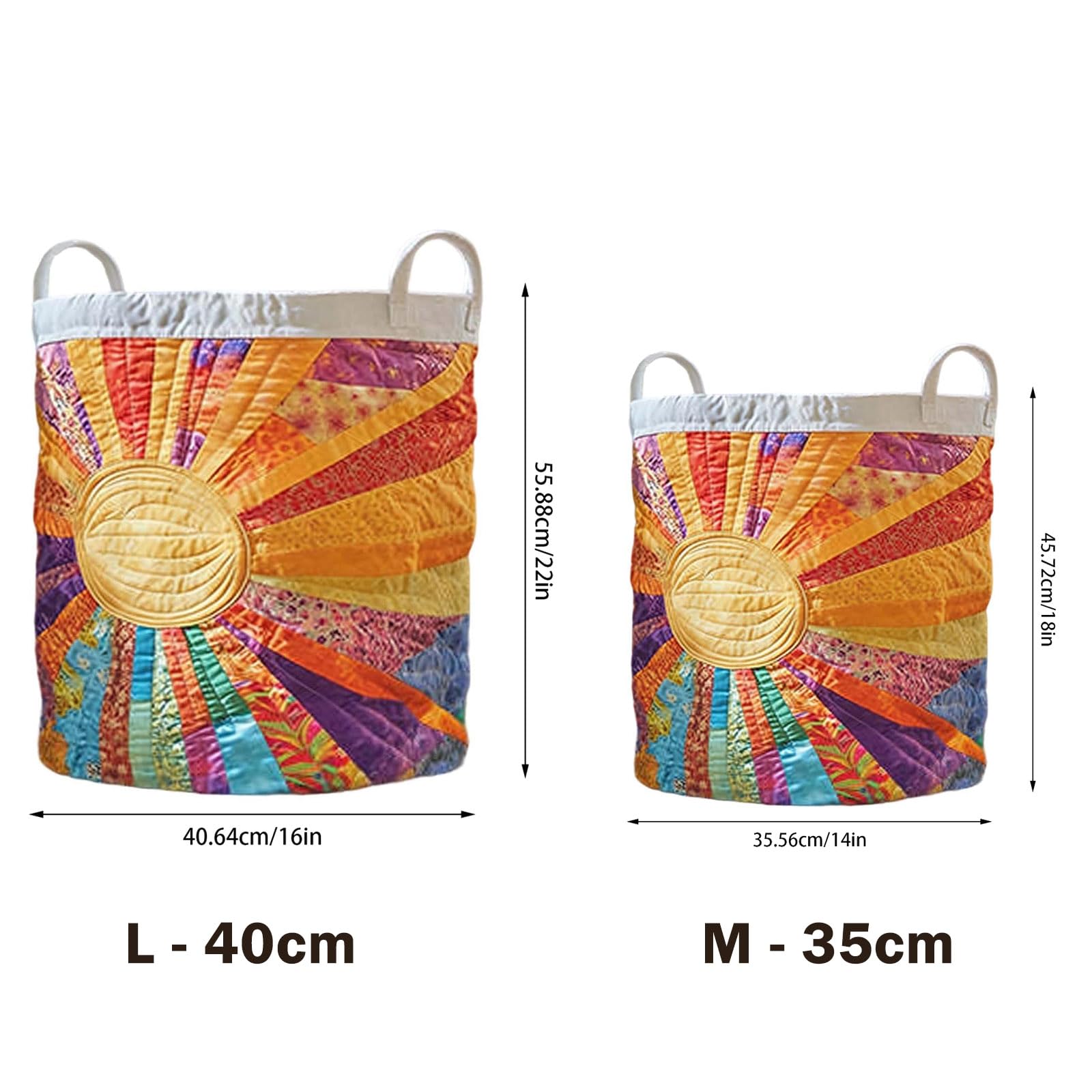 Quilted Laundry Basket, Boho Fabric Floral Animal Digital Print Storage Hamper, Organizer Bin Blankets for Nursery Bedroom Laundry Room Clothes Toys (C-35cm) — view 7