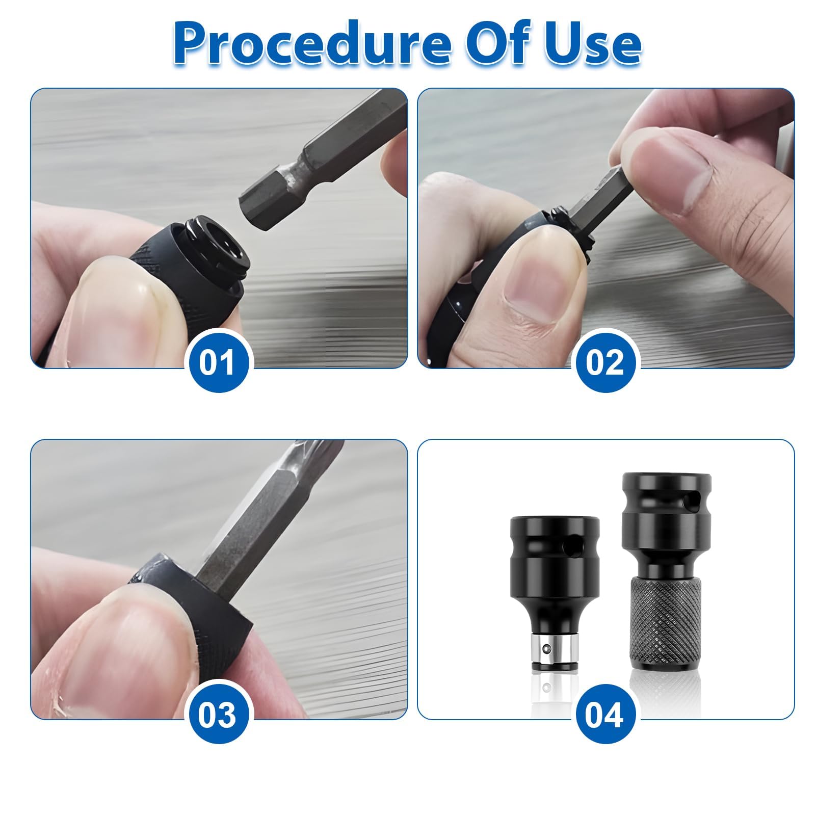 2 adattatori per avvitatore a percussione da 1/2 pollici a bit da 1/4 pollici, in acciaio al carbonio ad alta durezza, robusto adattatore per bussola con morsetto di sicurezza, adattatore