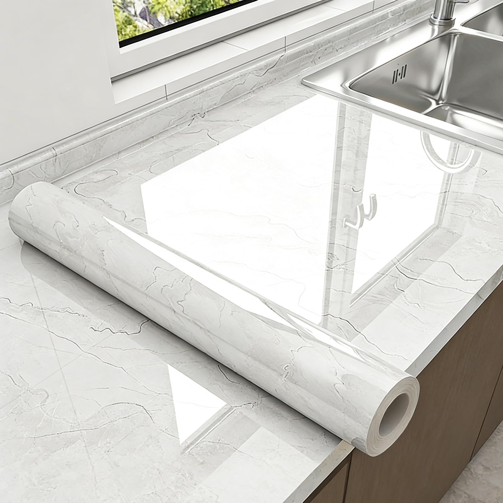 Foelanne Style J Back Self Adhesive Wallpaper, Marble Self Adhesive Contact Paper Multicolor Multiple Sizes(,60Cm*5M)