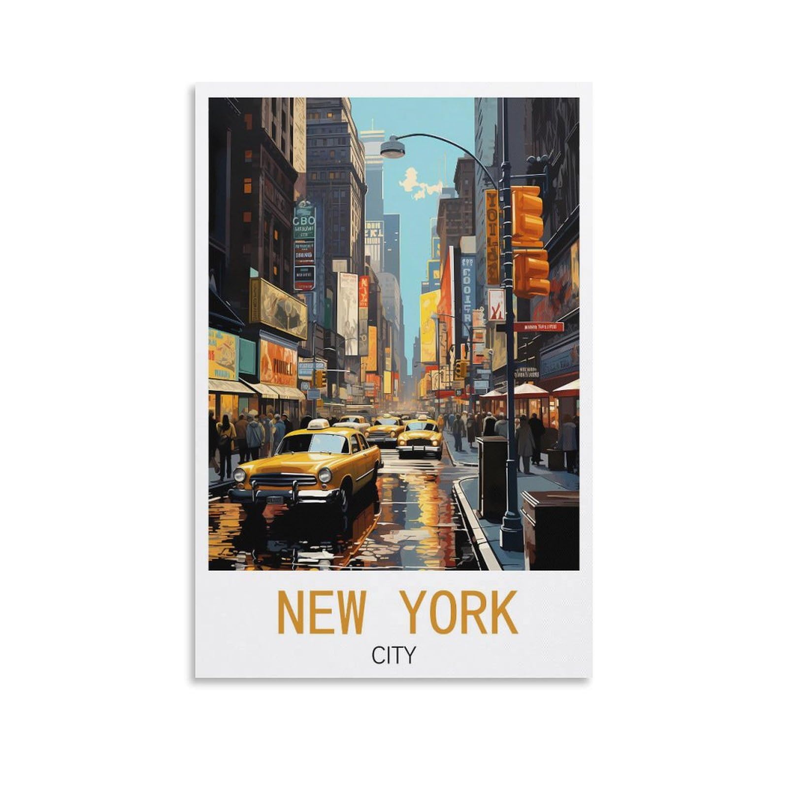 LOLWNNI New York City Street Vintage Travel Posters 08x12inch(20x30cm) Canvas Wall Art Print Picture Paintings for Living Room Bedroom Decor