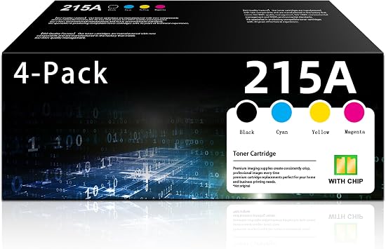 215A Toner Cartridges 4 Pack with Chip Replacement for HP 215A for Color Pro MFP M182nw M183fw M183fdw M155dw M155nw Printer