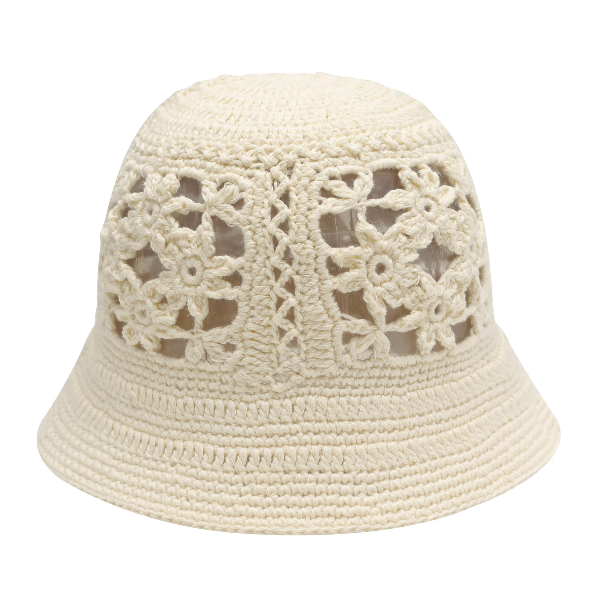 ZLYC Sommerhut für Damen, Baumwolle, handgefertigt, gehäkelt, gestrickt