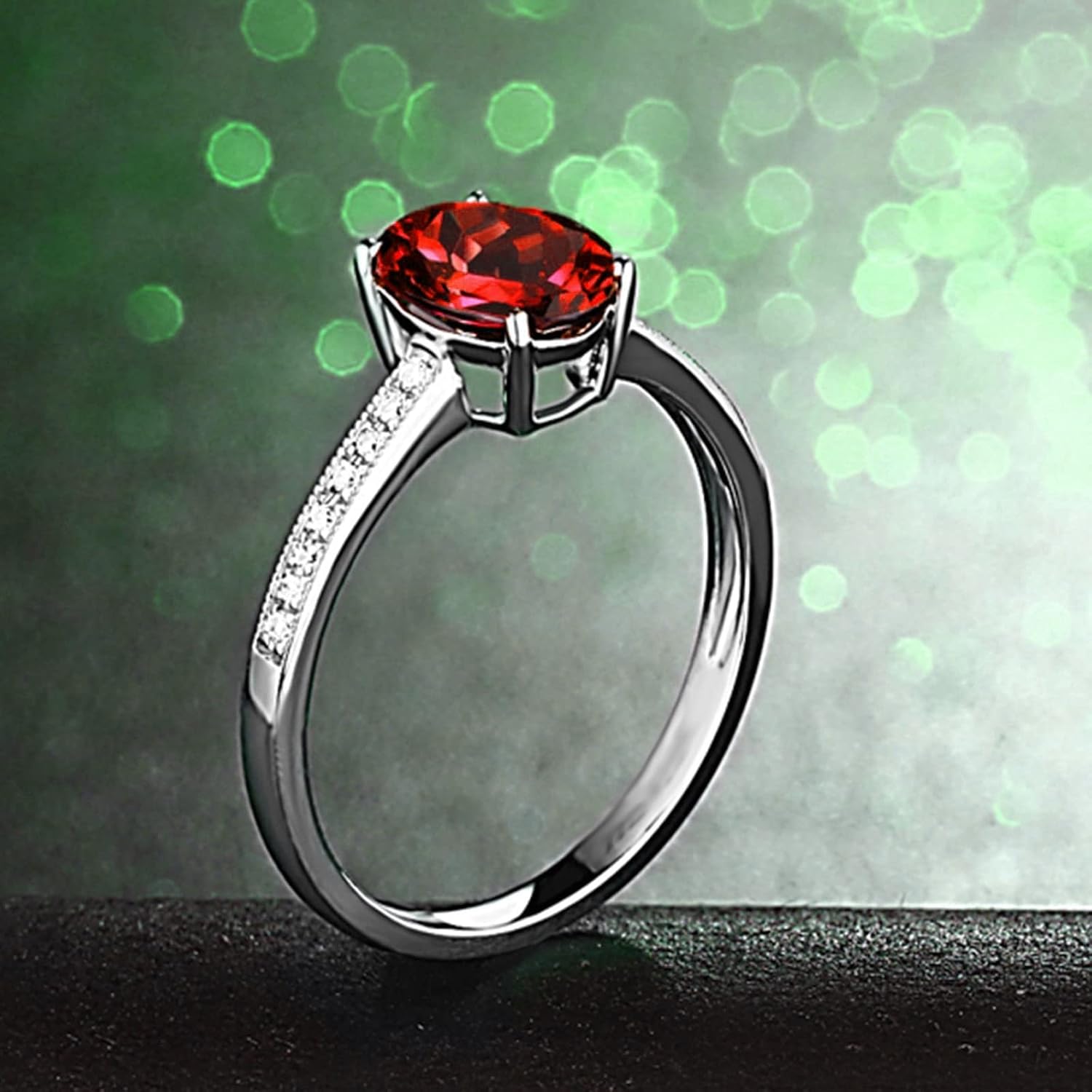Female Promise Rings, Oval Cubic Zirconia Ring for Girls S925 Silver Red Rings Party Travel Jewelr Size 11