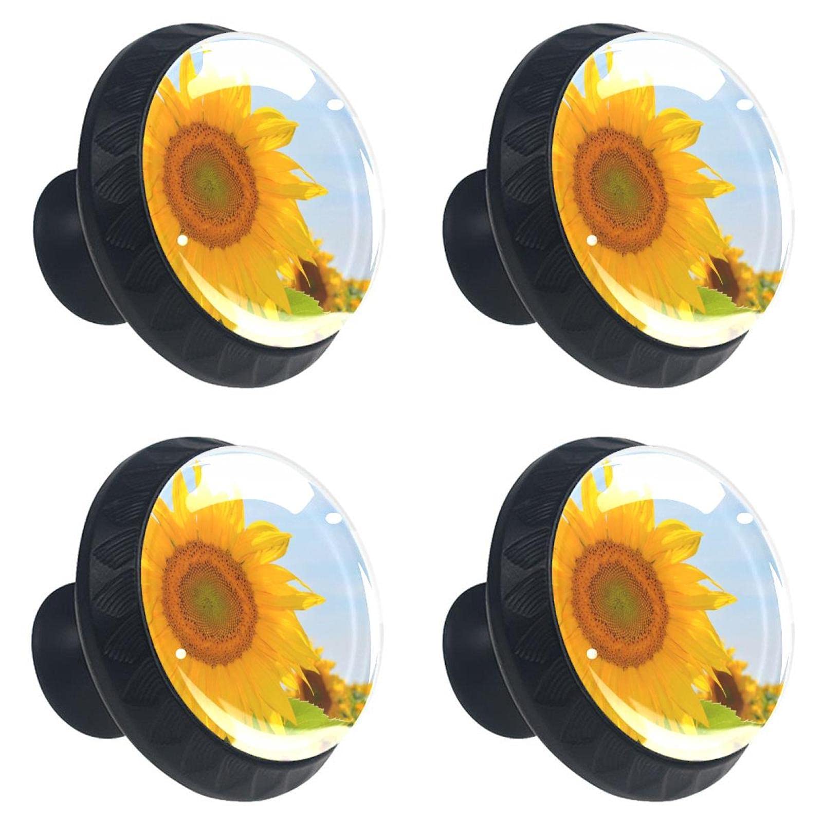 Boutons de tiroir tournesol jaune (lot de 4) pour customiser vos armoires de cuisine