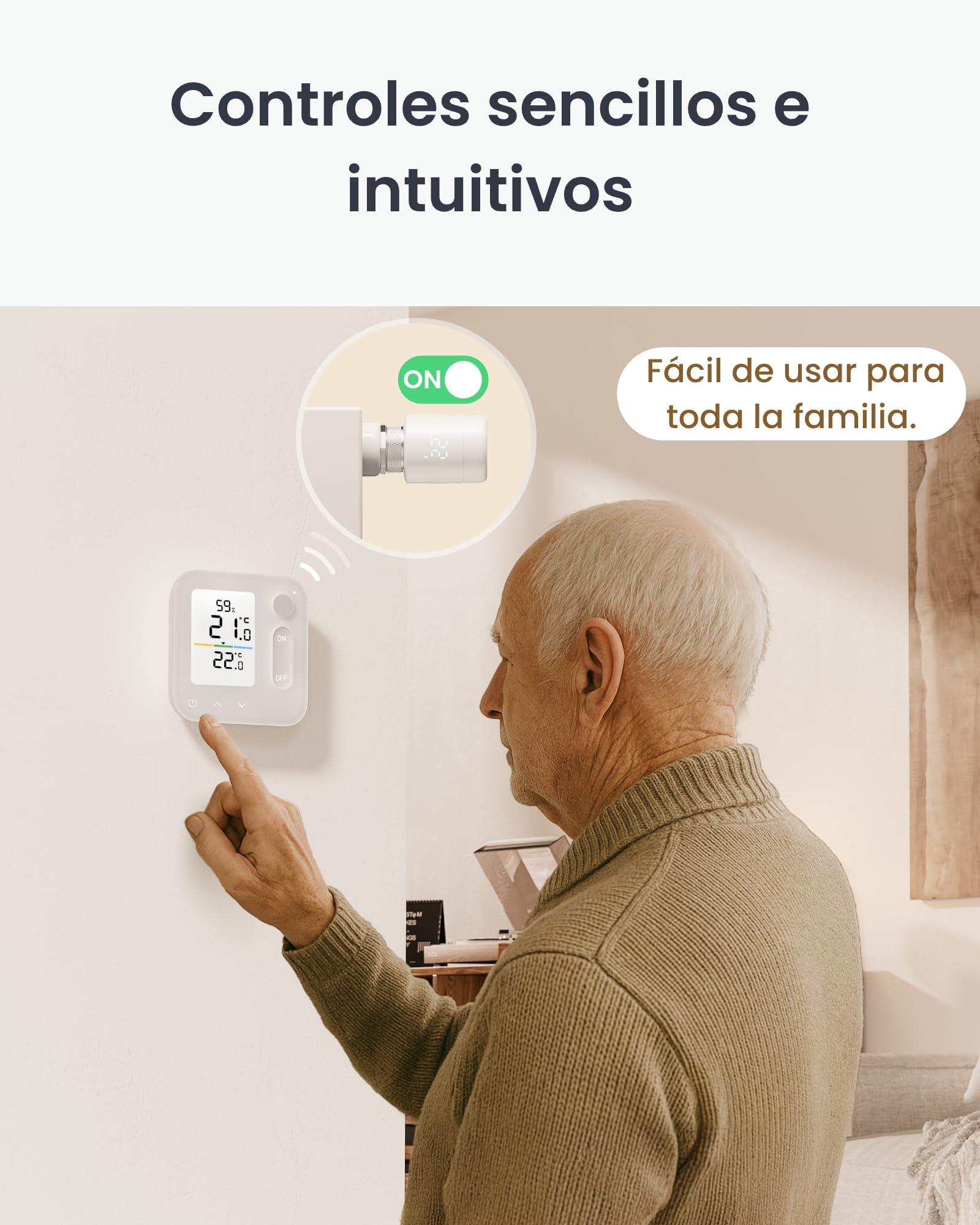SwitchBot Panel de clima interior, termohigrómetro integrado, optimiza el control de la válvula del radiador, ahorro de energía y costes. Compatible con Apple Home & Home Assistant a través de Matter