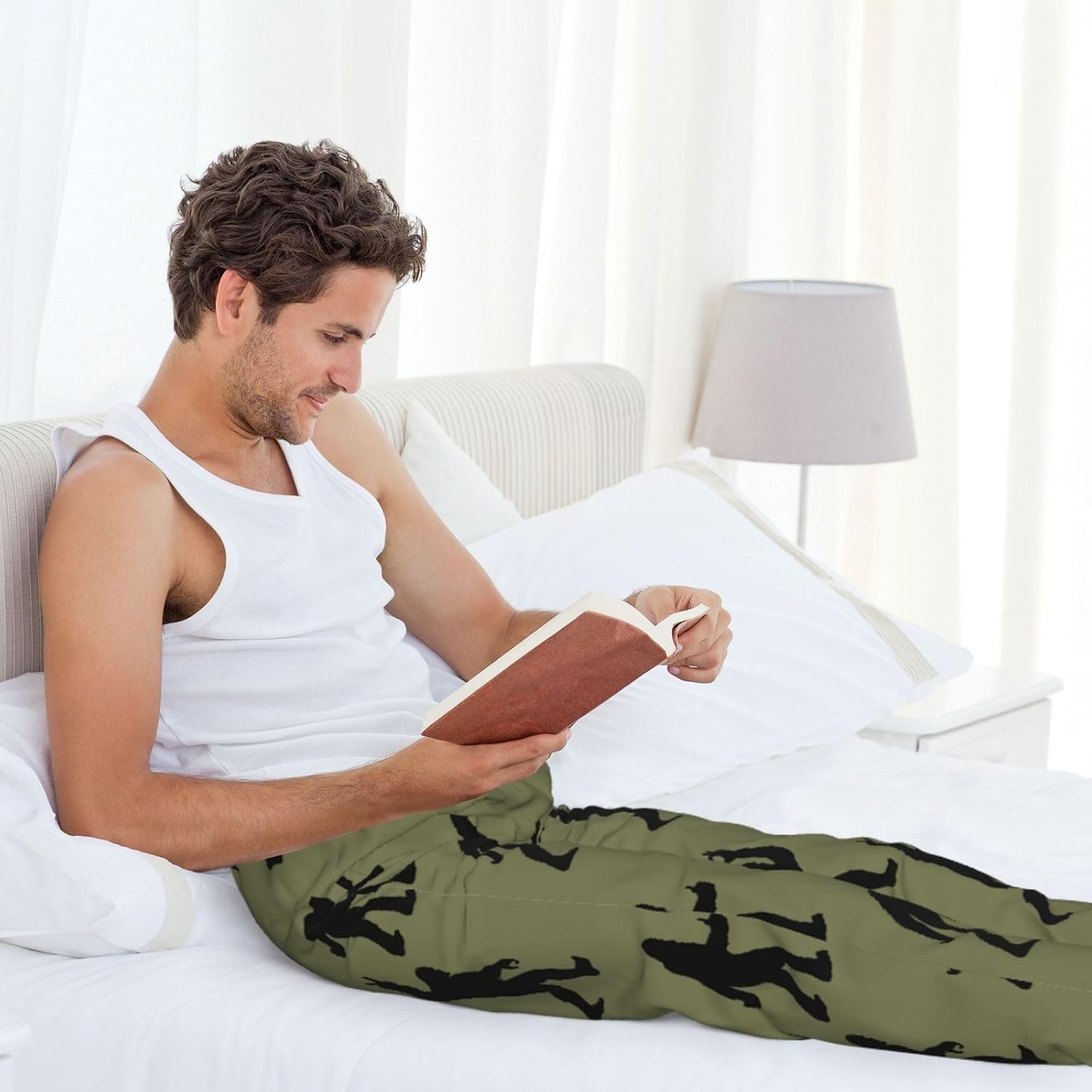 Funny Mens Pajama Pants Lounge Soft Sleep Pant Men Pajama Bottoms with Pockets Drawstring