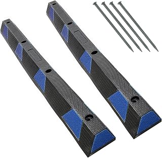 Electriduct 72" Heavy Duty Rubber Handicap Parking Block Curb Wheel Stop 3.75" Height 6 Feet Includes Asphalt Mounting Hardware Anchor Kit - Black/Blue Stripe - Pack of 2