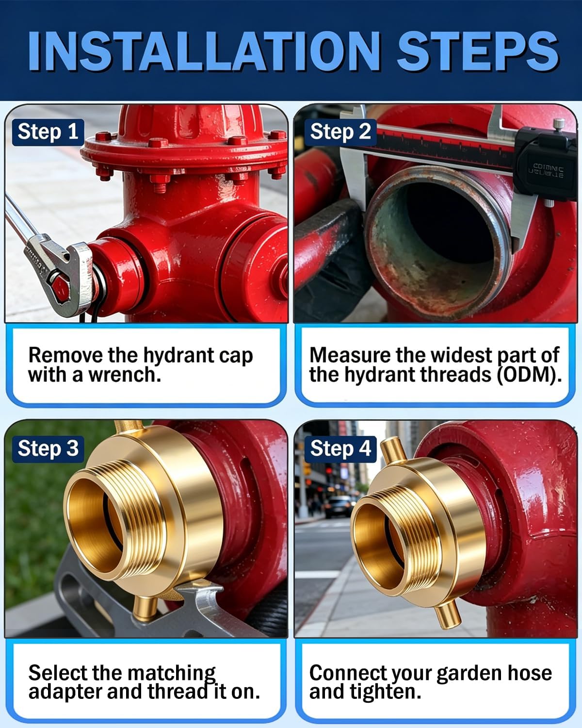 2PCS Fire Hydrant Adapter Brass 2-1/2" NST/NH Female x 3/4" GHT Male, Hose Adapter with Pin Lugs to Garden for Fire Fighting Irrigation