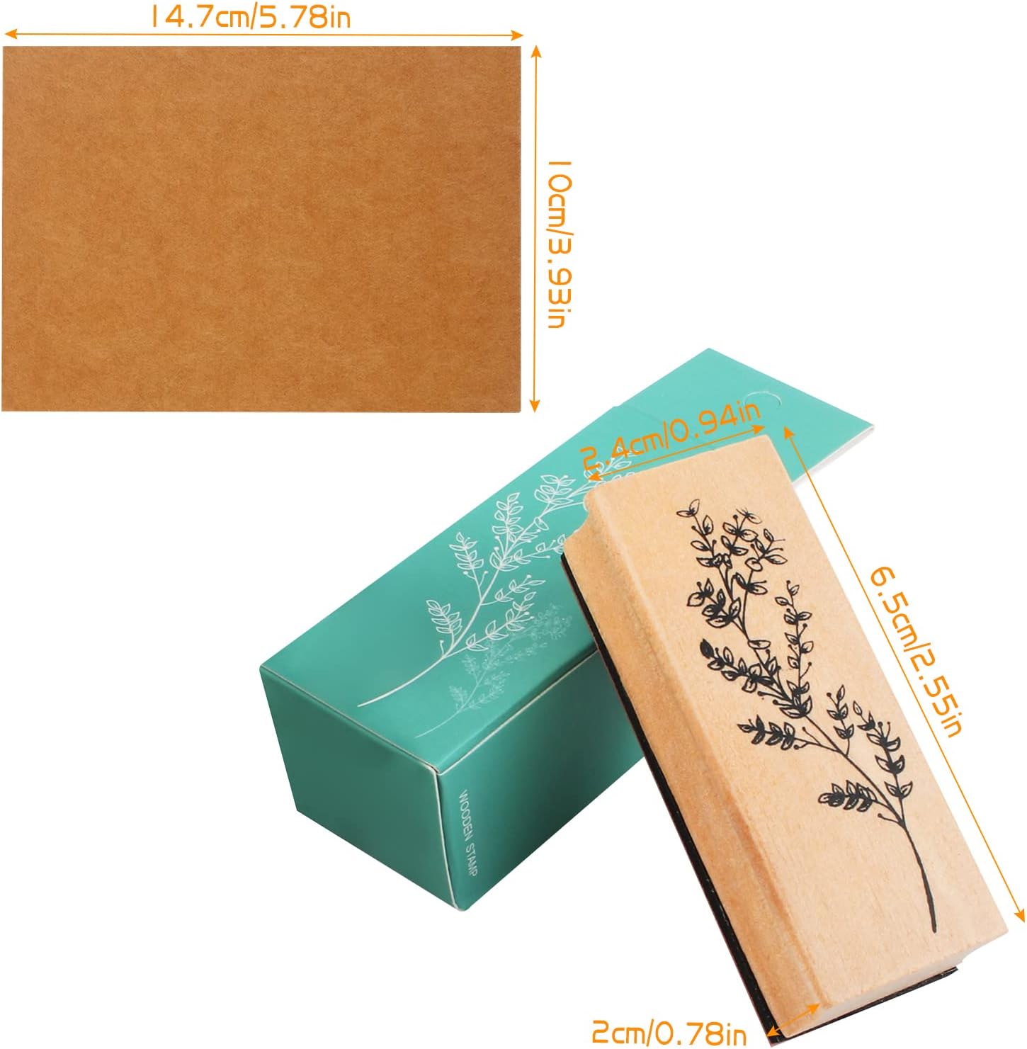 8PCS Wooden Printing Stamps with 20 PCS Kraft Postcard - Image 5