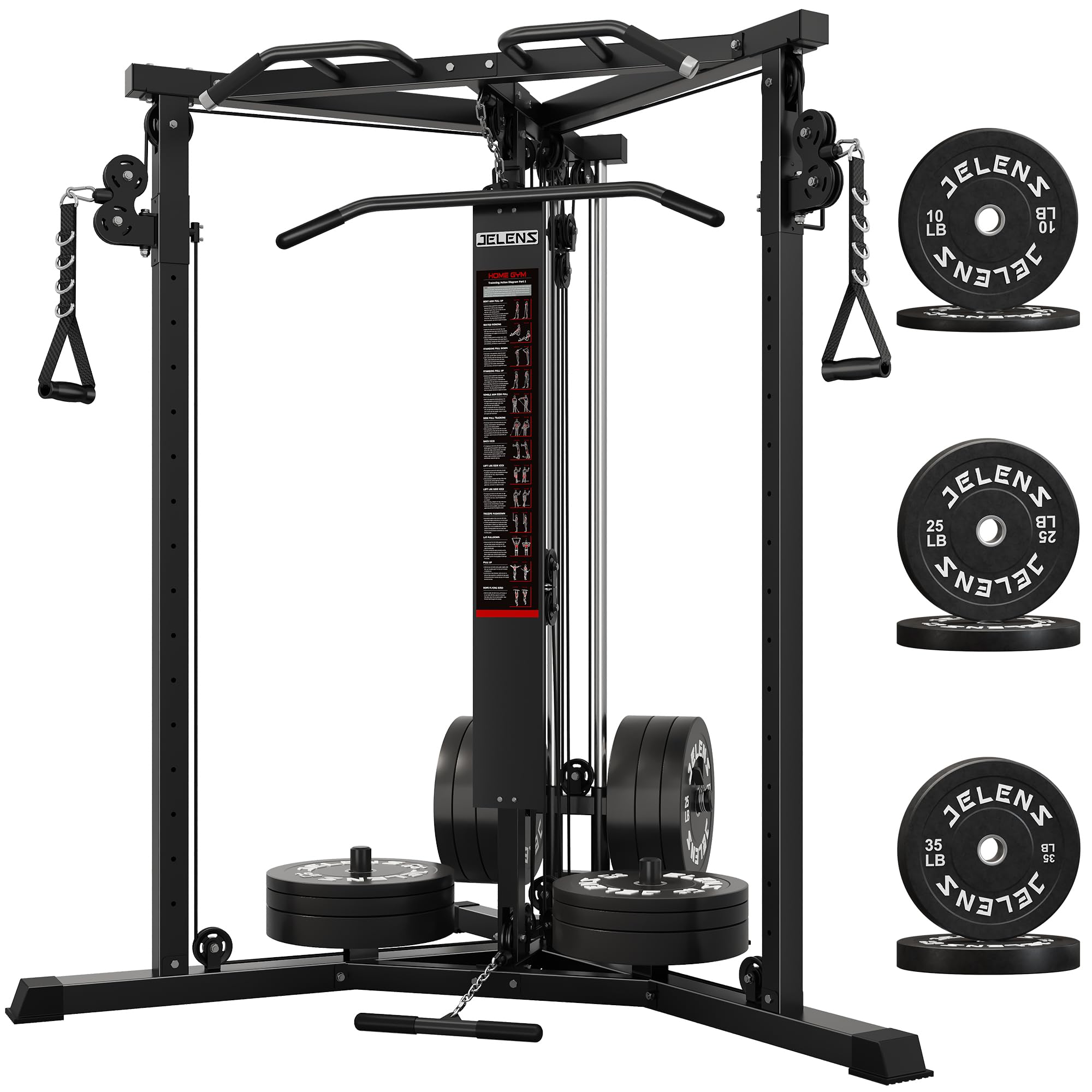 CC01 Cable Crossover Machine with High and Low Pulley System, Functional Trainer with Pull Up Bars and Optional Bundle, Cable Machine for Home Gym Power Workout