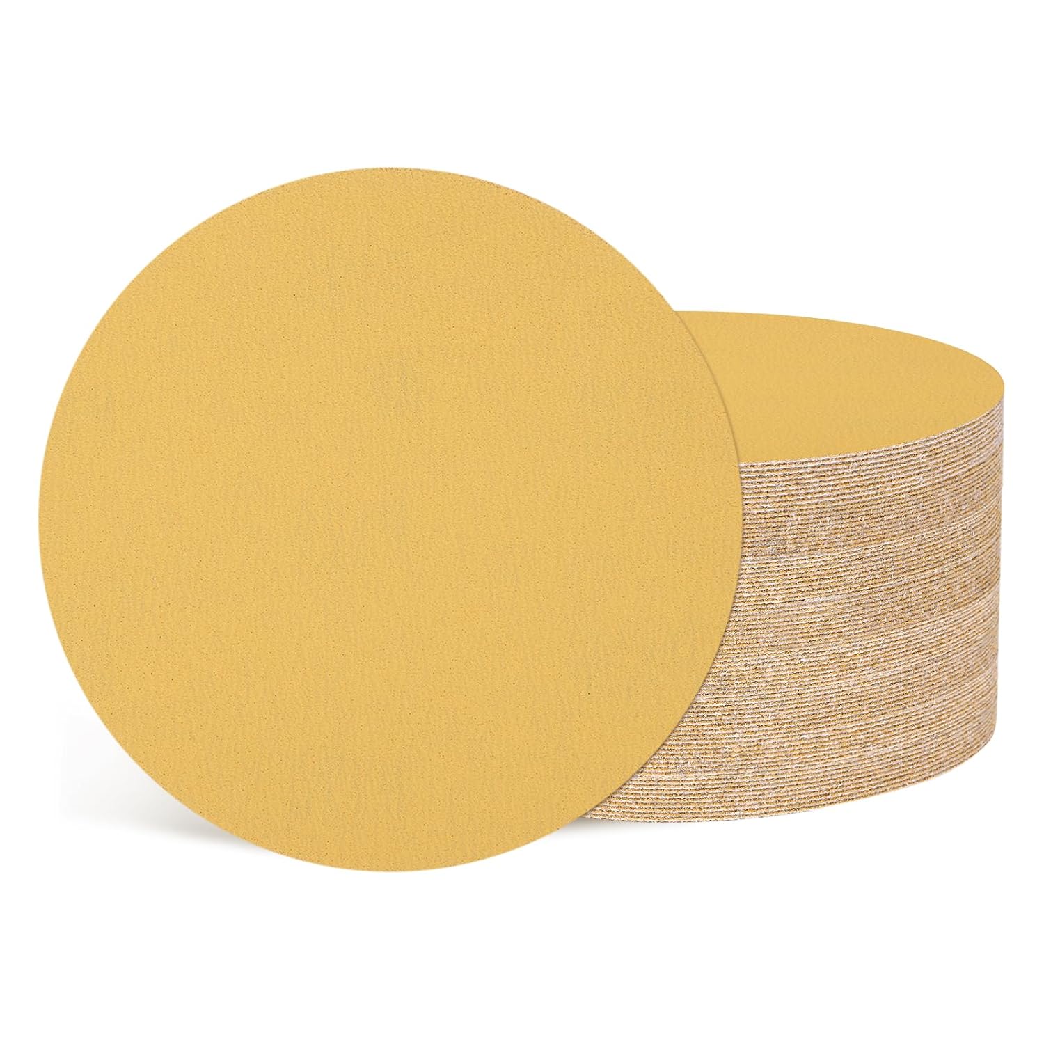 50 Pcs Sanding Discs 5 Inch 120 Grit Hook and Loop Random Orbital Sandpapers Suitable for Drywall Sander Wood Metal Furniture, Yellow