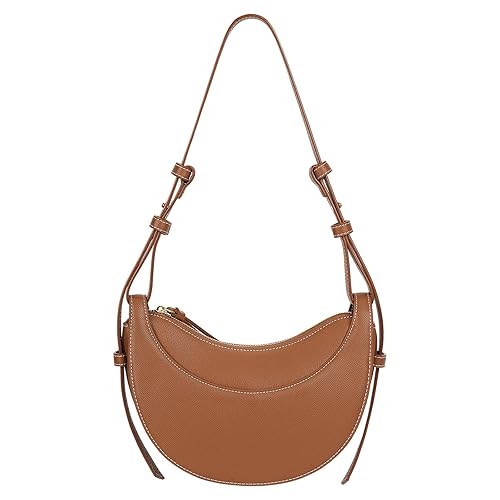 Faux Leather Saddle Bag for Women Shoulder Bag Crescent Purse