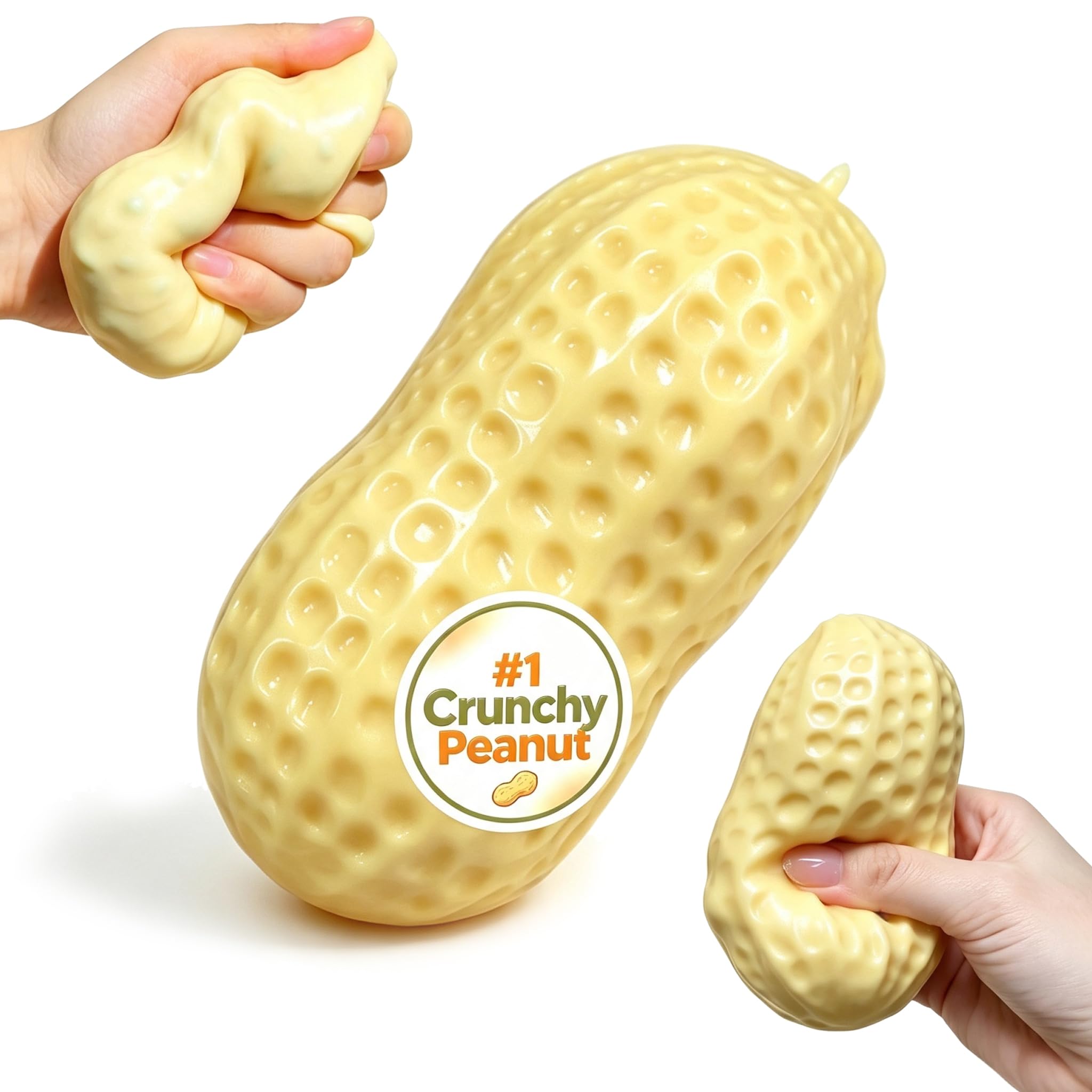Crunchy Peanut Squishy Asmr Bead Filled, Slow Rising Squeeze Fidget Toy