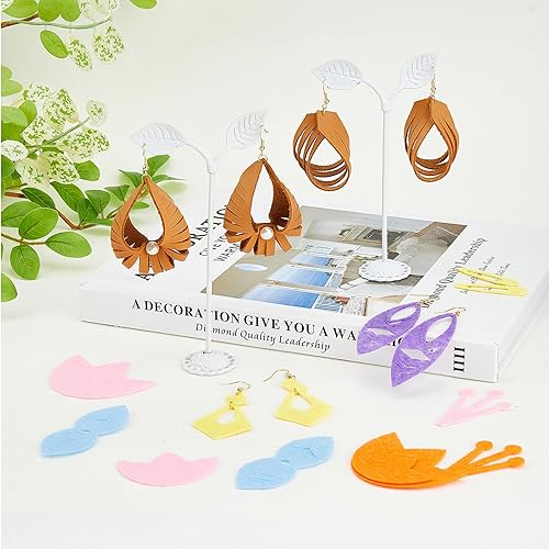 Miniatura 4 de SUPERDANT Troqueles de corte de cuero con borlas, 2 formas, aretes de cuero, troquelados con flecos, troquelados de madera, aretes colgantes,