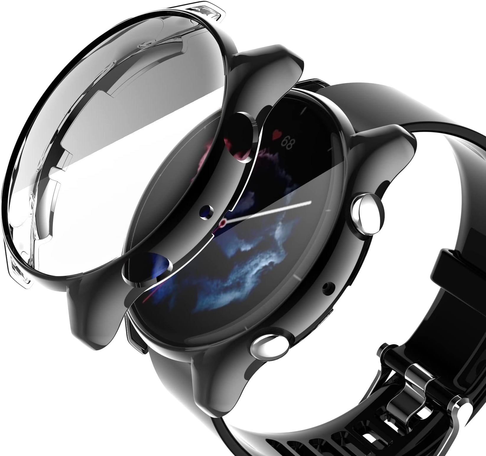 sciuU Protective Case compatible with Amazfit GTR3 / GTR3 Pro, [2 Pack] All-around Flexible TPU Case with Screen Protector, Soft Frame Shock Resistant Cover compatible Amazfit GTR 3/3 Pro - Black