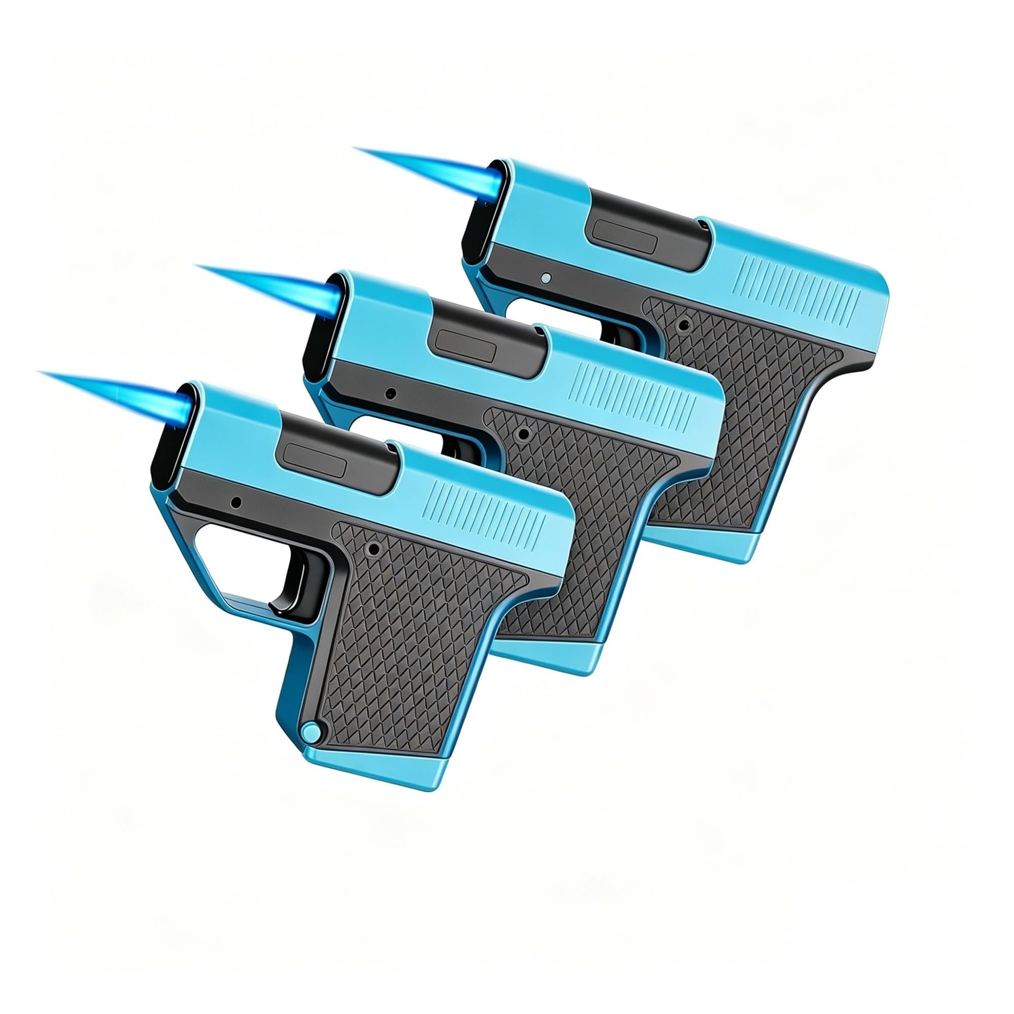 (3er-Pack) EIN Zigarettenetui mit integriertem Jet-Flame-Feuerzeug; fasst 10 Standardzigaretten und verfügt über einen One-Touch-Zündmechanismus. Nachfüllbar und tragbar(3pcBlue)