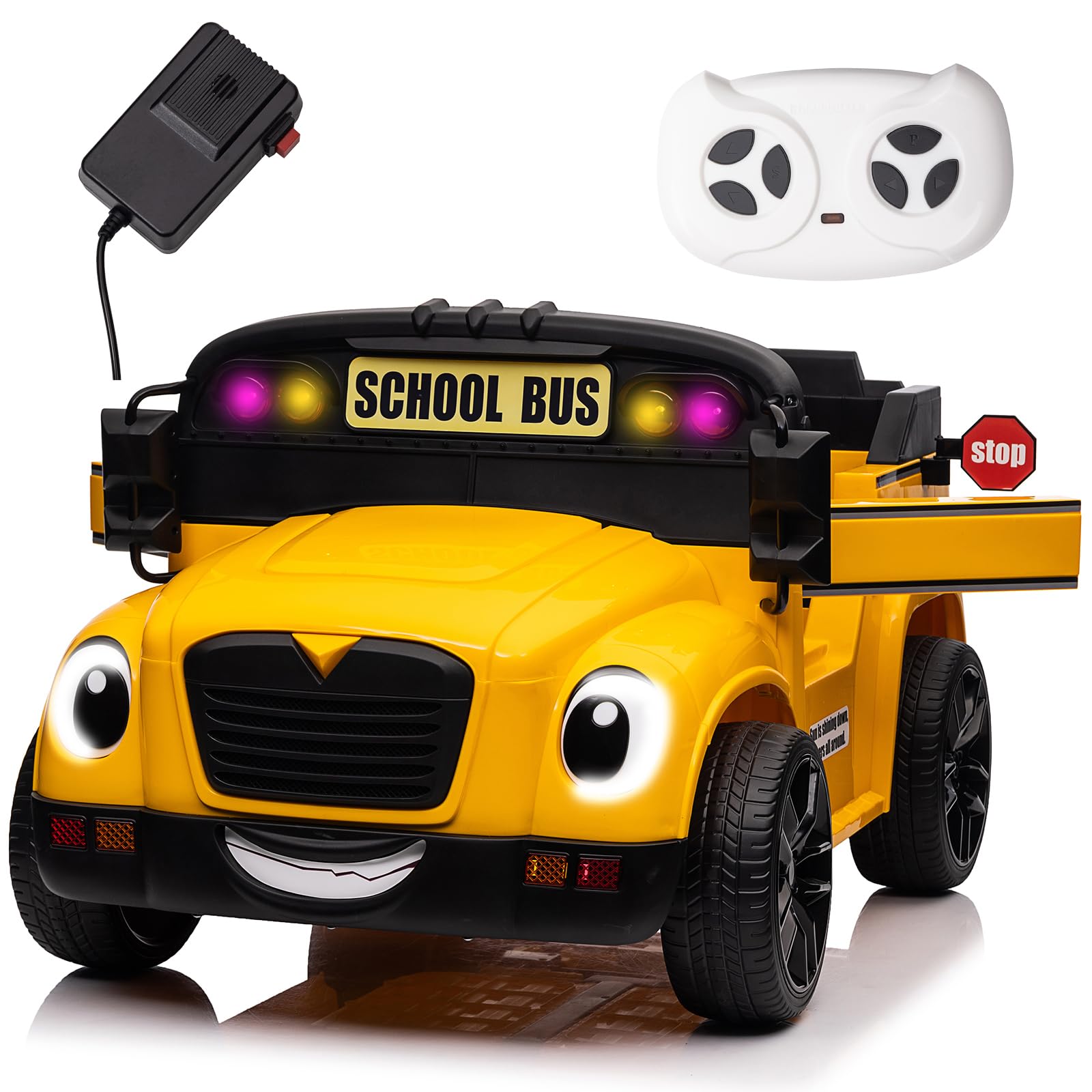 2026 Ride on School Bus Kids 24V 4WD for Boys and Girls, Yellow