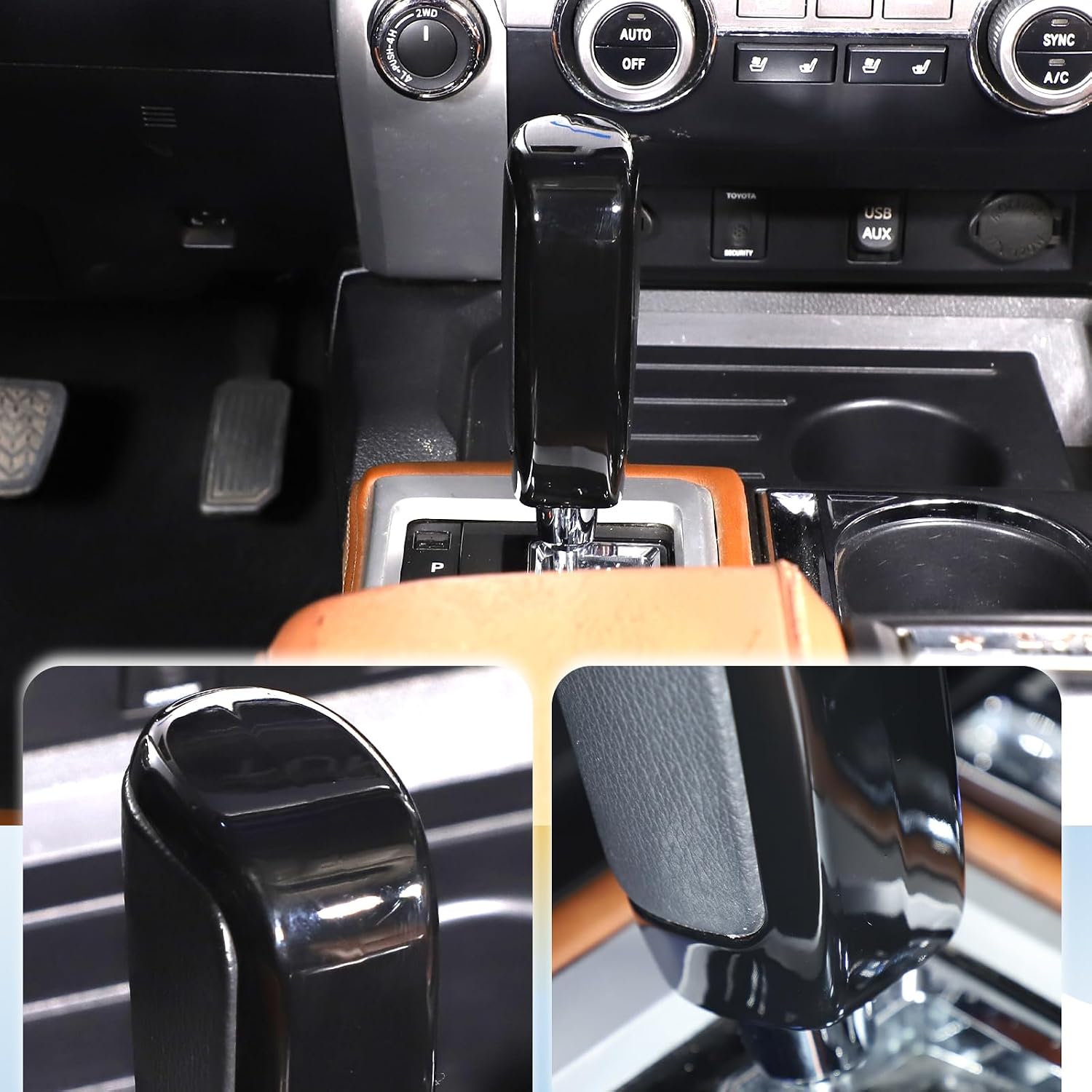 Center Console Gear Shift Head Cover Trim FIt for Toyota Tundra 2014-2021 Car Accessories (Glossy Black)