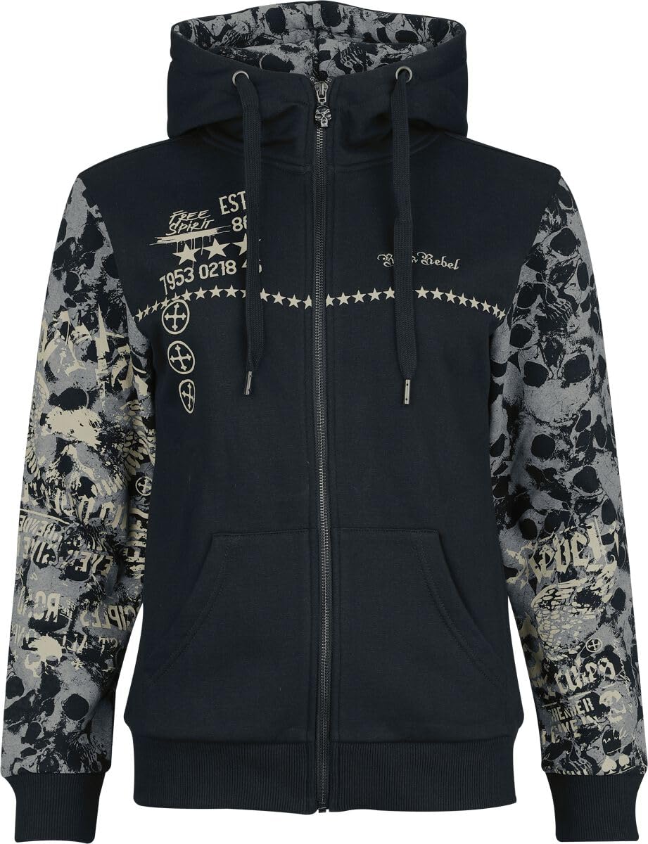 Rock Rebel by EMP Damen Kapuzenjacke Skulls & Details schwarz