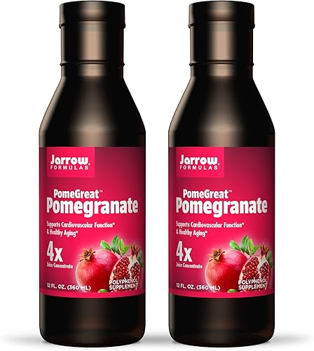 Jarrow Formulas PomeGreat Granada - 12 onzas líquidas, paquete de 2 - Potente fruta antioxidante - 4 veces más concentrada - Apoya la función