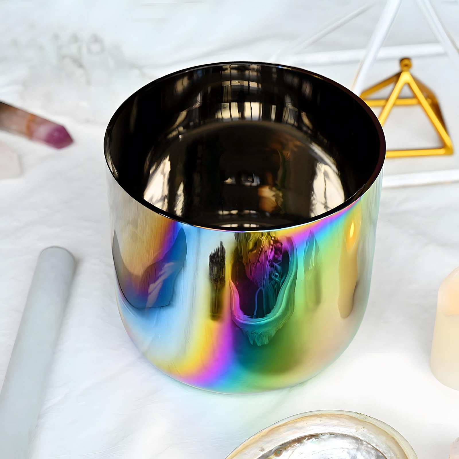 Kolorowa alchemiczna misa dźwiękowa, 432 Hz/440 Hz kolorowa naturalna kosmiczna misa świetlna do jogi, medytacji i uzdrawiania dźwiękiem(B note,6" 440hz+bag)
