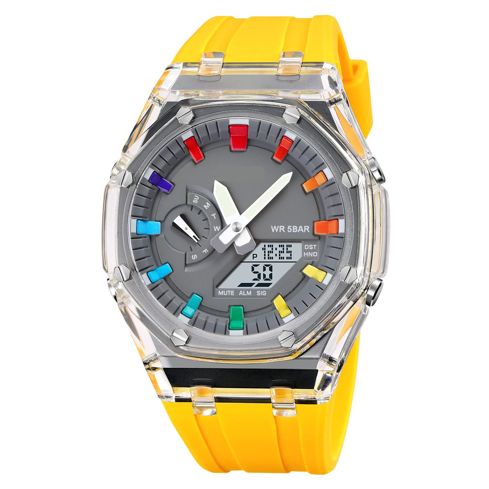 Forrader Reloj deportivo analógico digital para hombre, doble pantalla, resistente al agua, militar, reloj multifunción para hombre