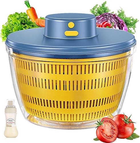 Miniatura 9 de Girador eléctrico de ensalada de 4.2 cuartos de galón, limpiador de frutas, secadora de verduras, lavadora de frutas con cuenco y colador, mezclador
