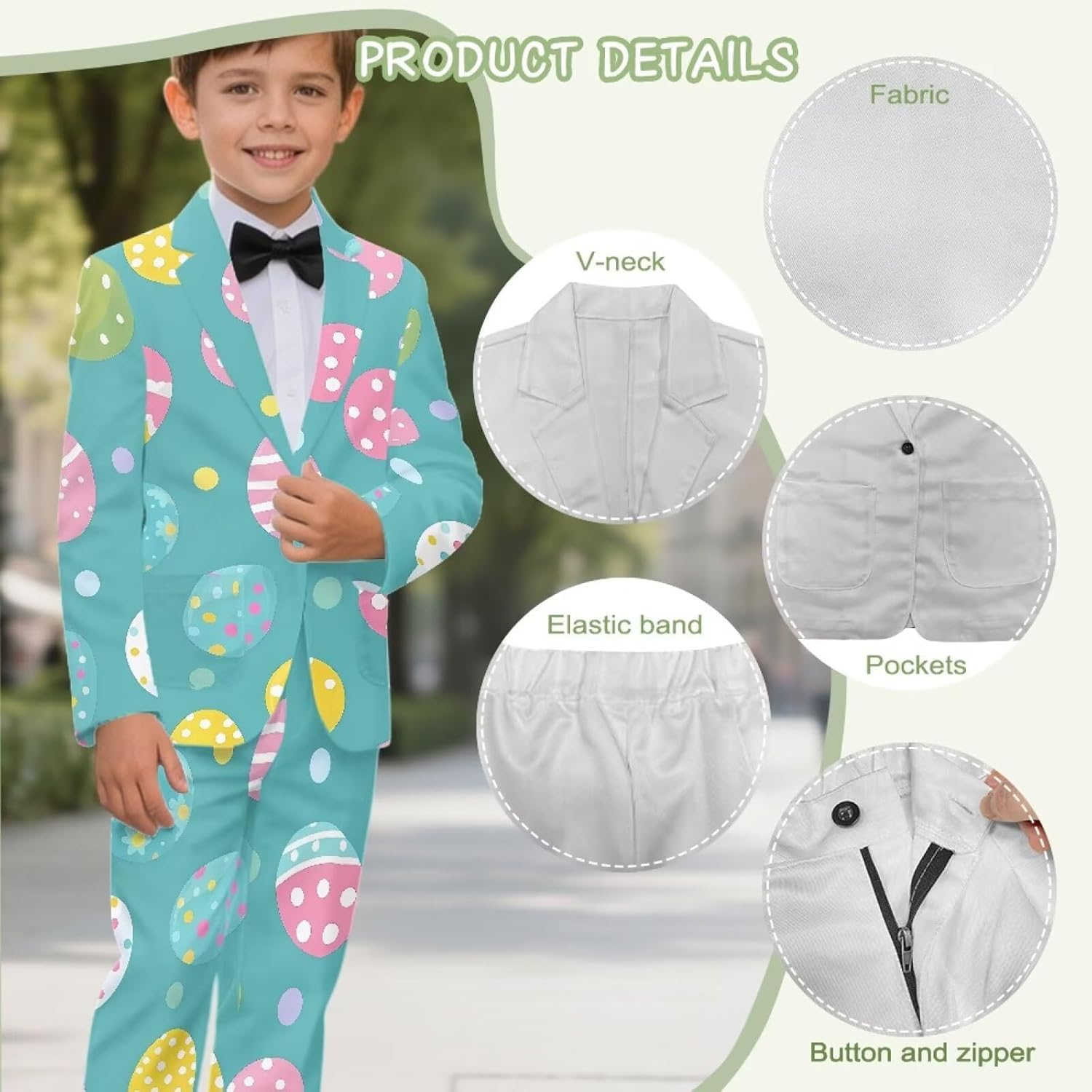 Boy Suit Tuxedo Kids Formal Suits with Pockets & Button Size 5-14 Years