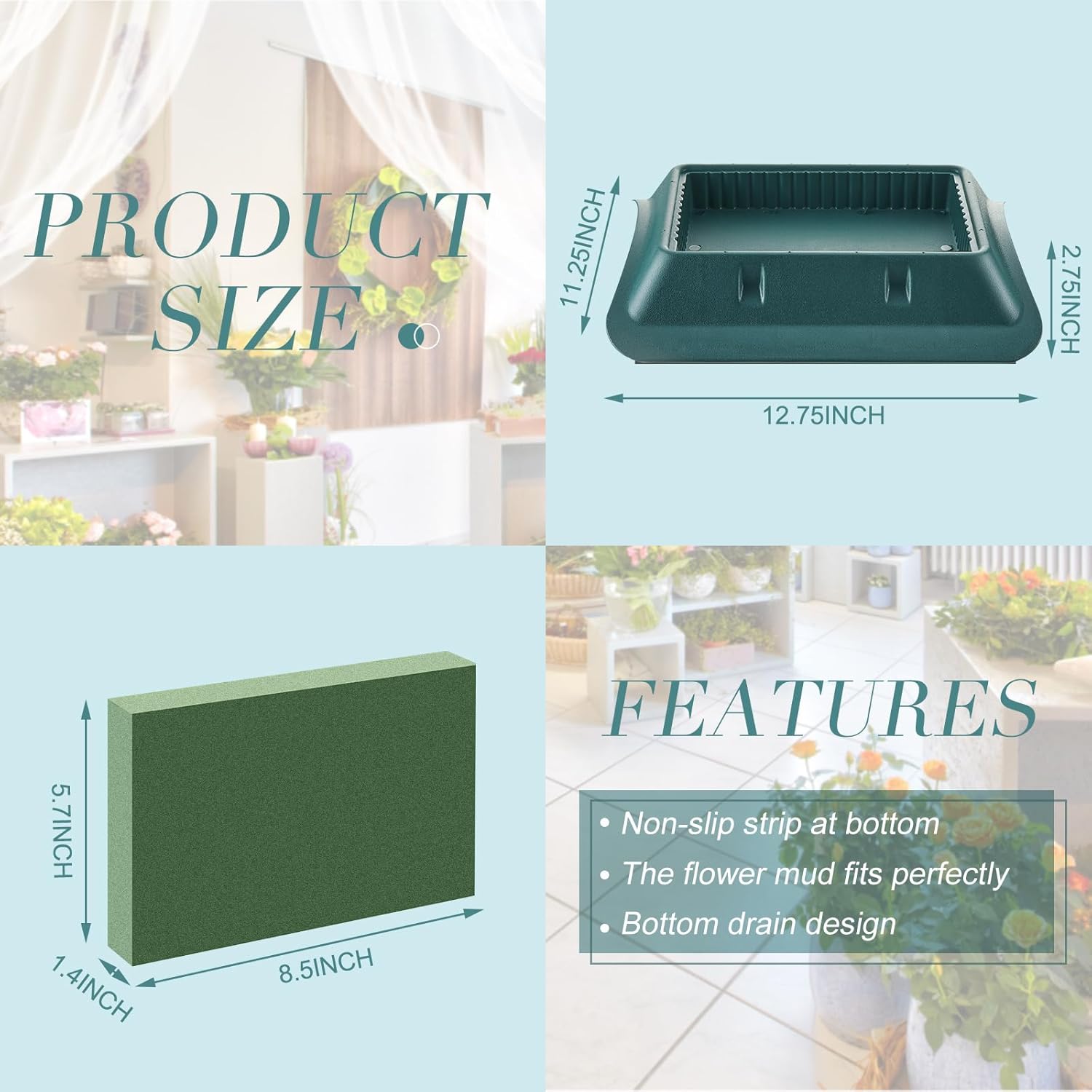 Jingmore 3 Pcs Plastic Floral Casket Saddle 2.75'' x 11.25'' x 12.75'' with 3 Floral Foam Blocks Casket Spray Funeral Flowers for Funeral Arrangements Craft Cemetery Decor Honoring a Life Home