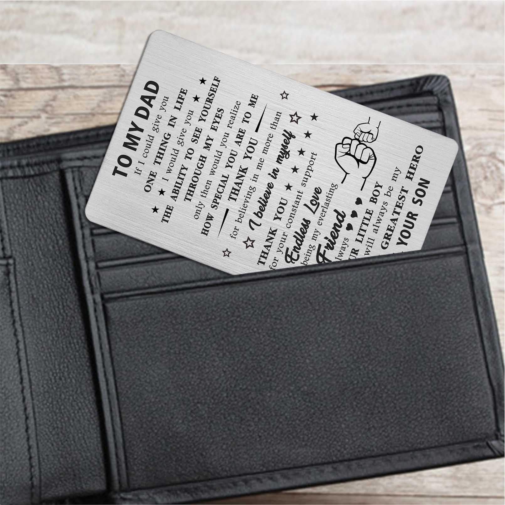 Personalized Engraved Dad Wallet Card - Custom Photo & Text Father's Day Birthday Gift, Blue Anodized Aluminum