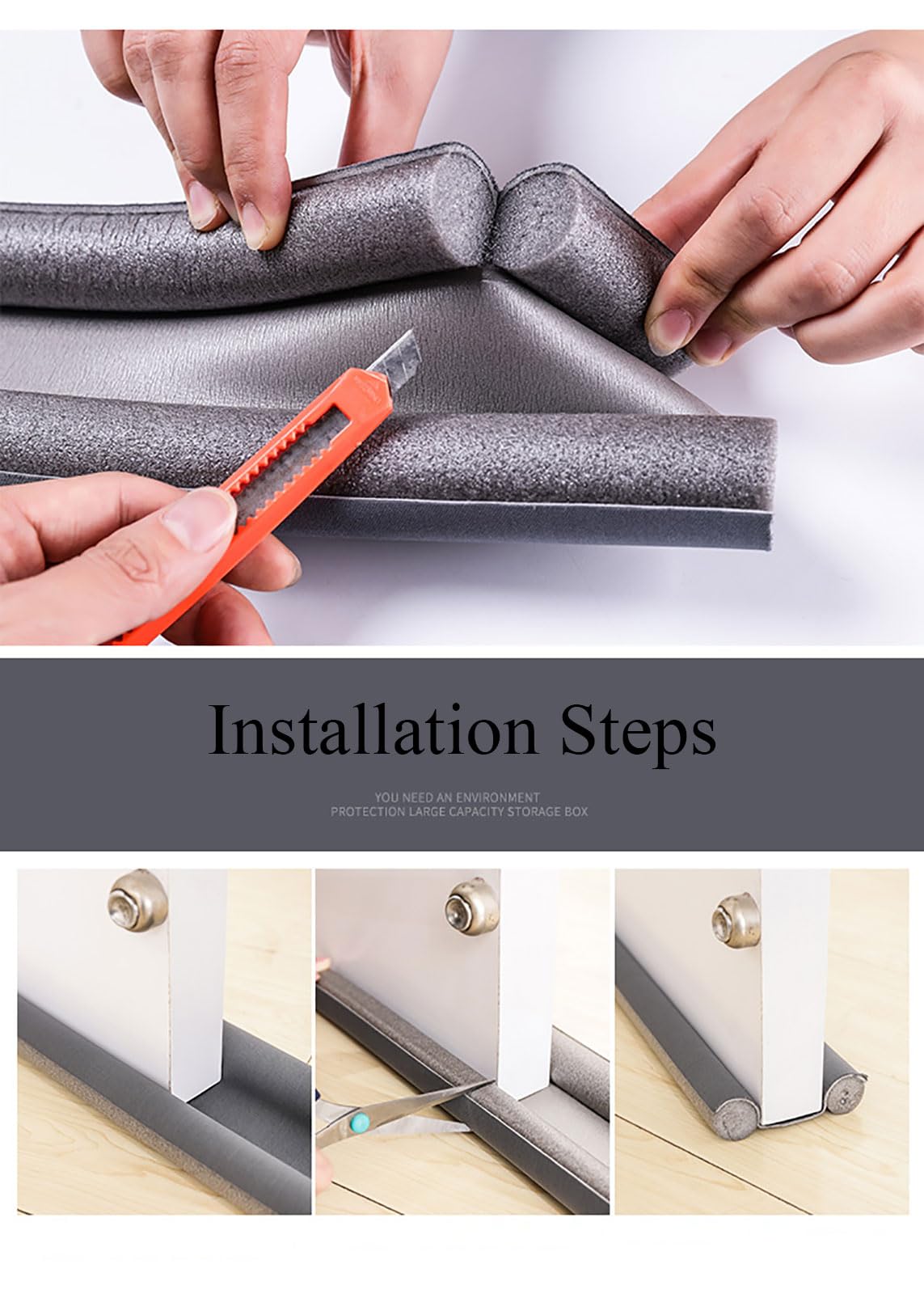 COYOUCO 5 Pezzi di paraspifferi per Porte, svuotamento delle intemperie per Porte, insonorizzazione delle Porte, riempimento delle Fessure sotto la Porta, Lunghezza 93 cm,Grigio