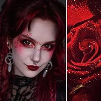 Vista 5 de BEUSELF Sombra de ojos roja burdeos metálica, sombra de ojos brillante de color rojo verdadero altamente pigmentada para maquillaje gótico, fórmula