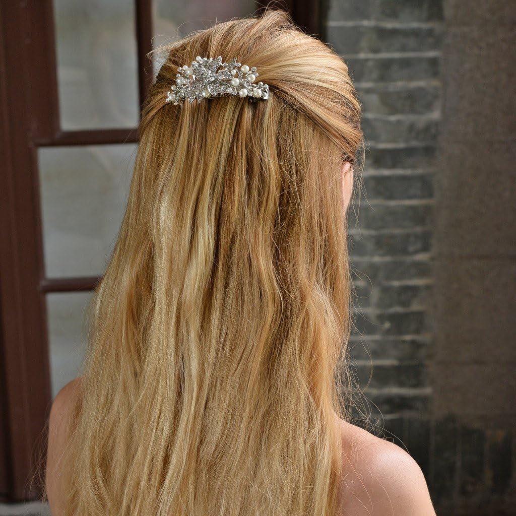 Fermaglio Per Capelli Lato Fiore Di Cristallo Da Sposa, Fermaglio
