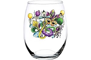 Toasted Tales Mardi Gras Wine Glasses | Fat Tuesday Carnival Celebrations (15 Oz)