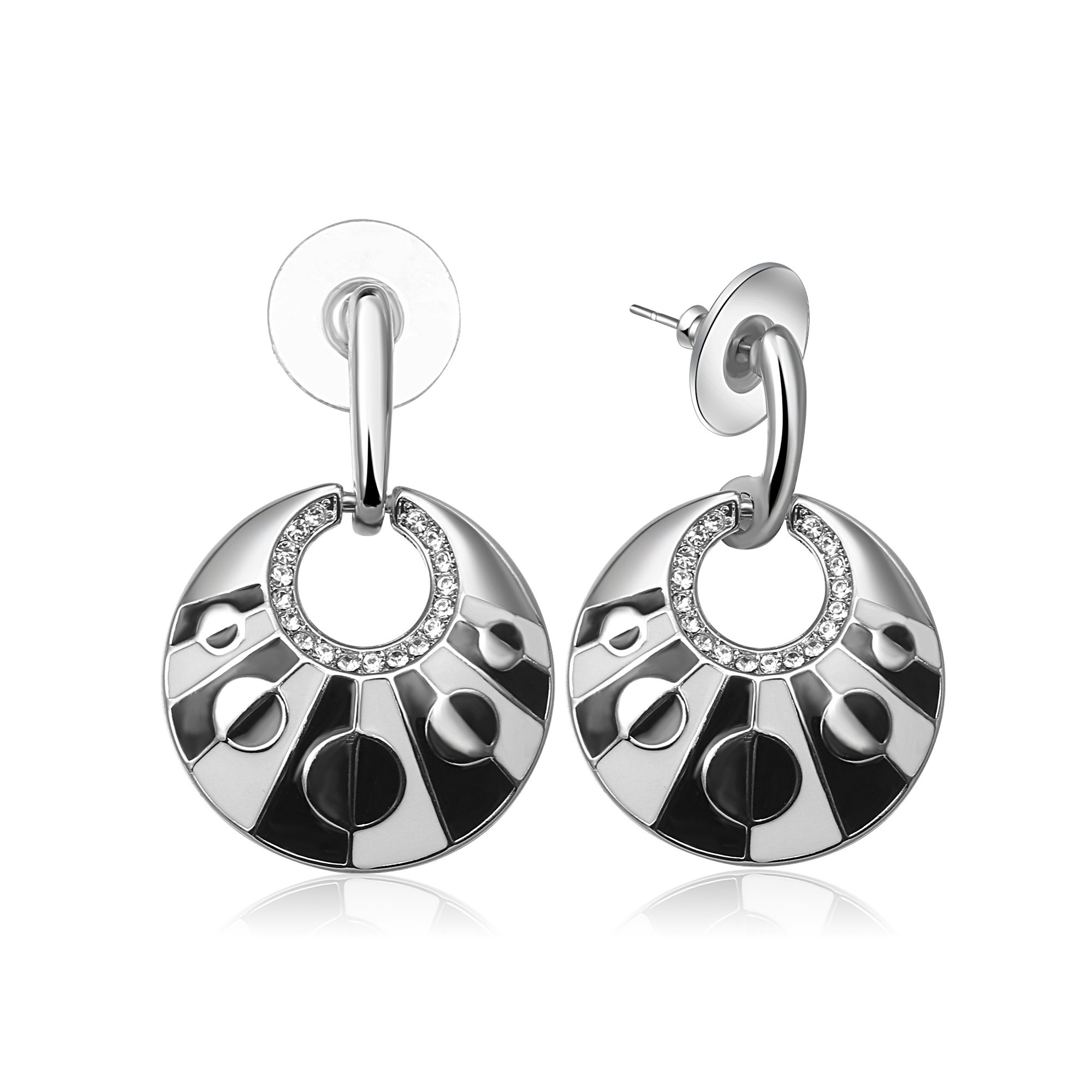 Women Drop Earrings Classic Black and White Mix