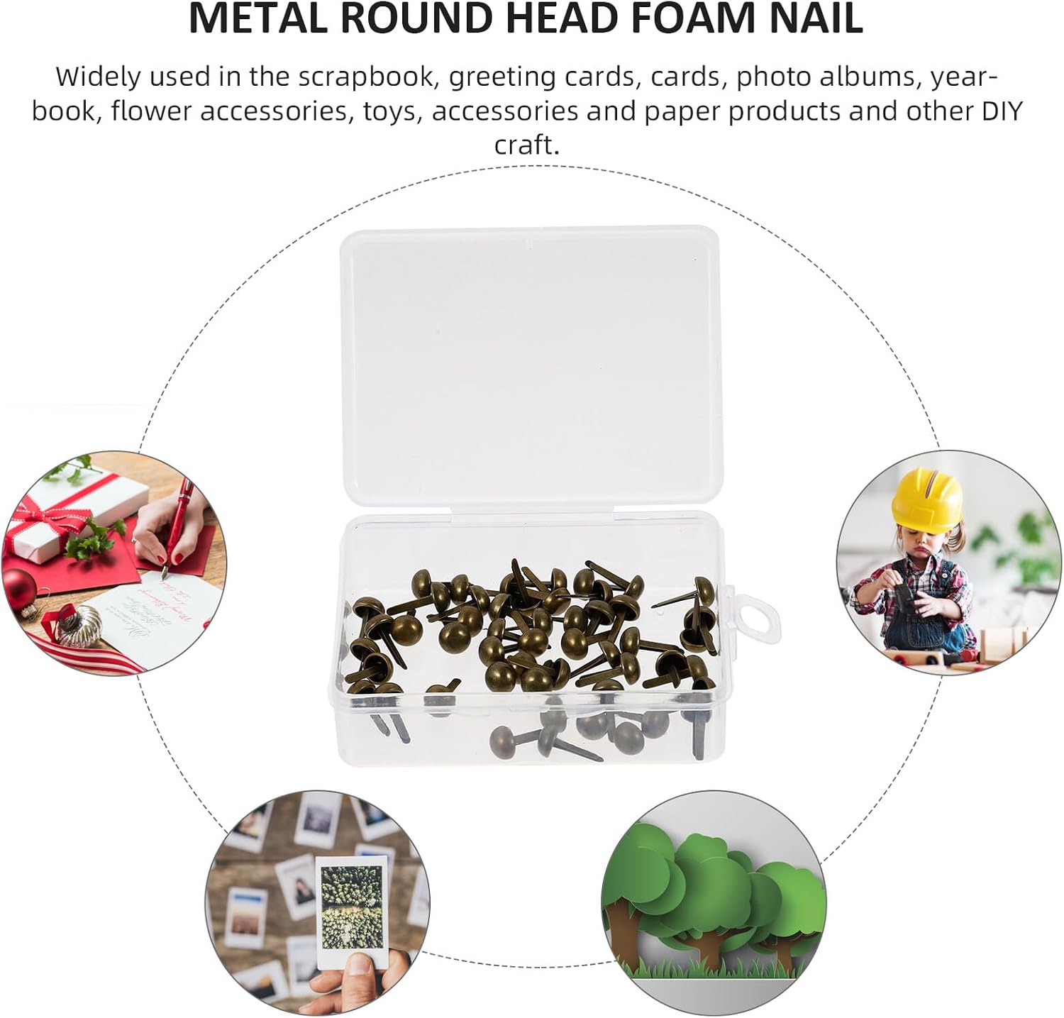 HOODANCOS 50pcs Two-Legged Mini Brads for DIY Crafts Decorative Nails for Bags Scrapbooking S Creative Projects Bronze