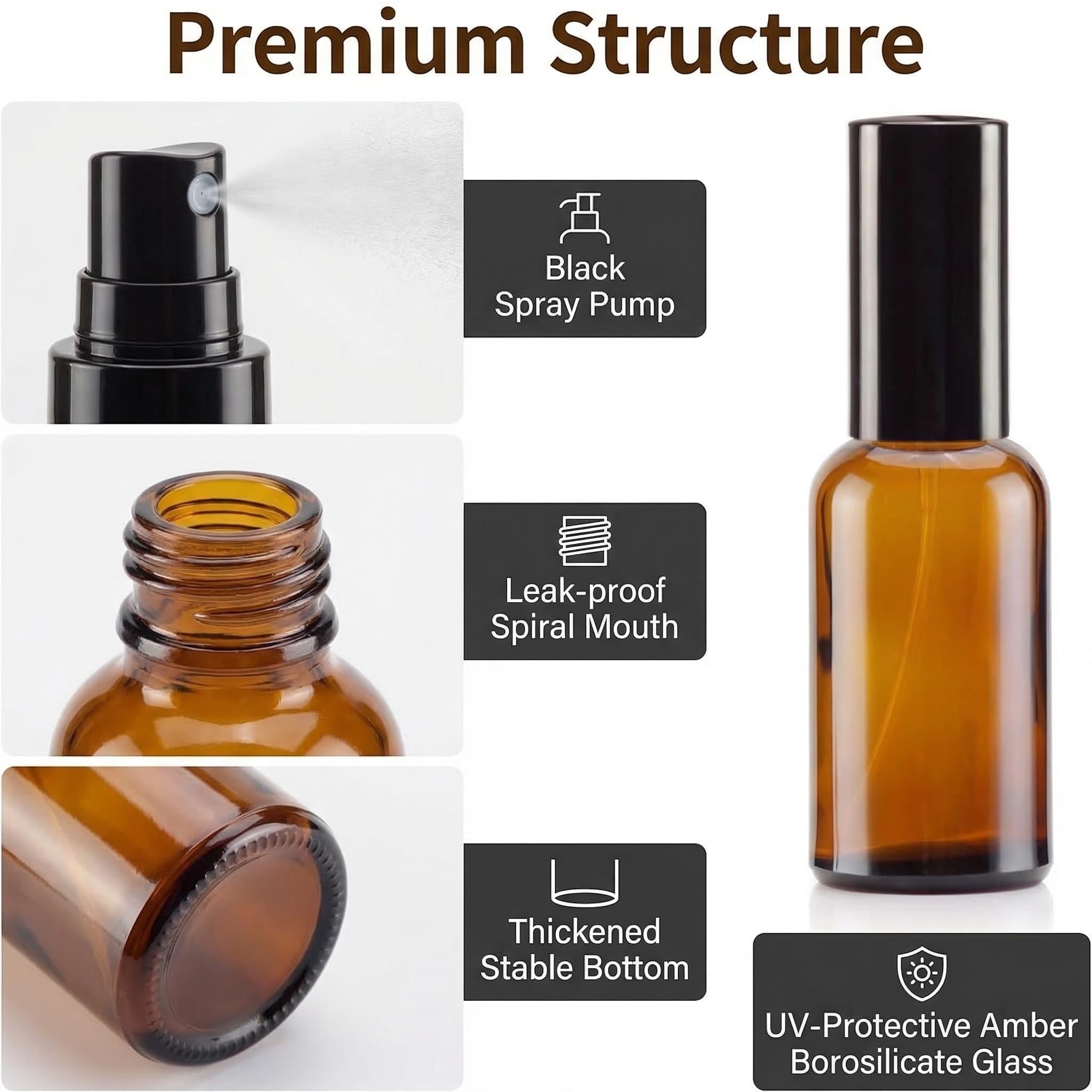 Amazon.co.jp: 30ml（1オンス）アンバーガラス瓶空のスプレーボトル 
