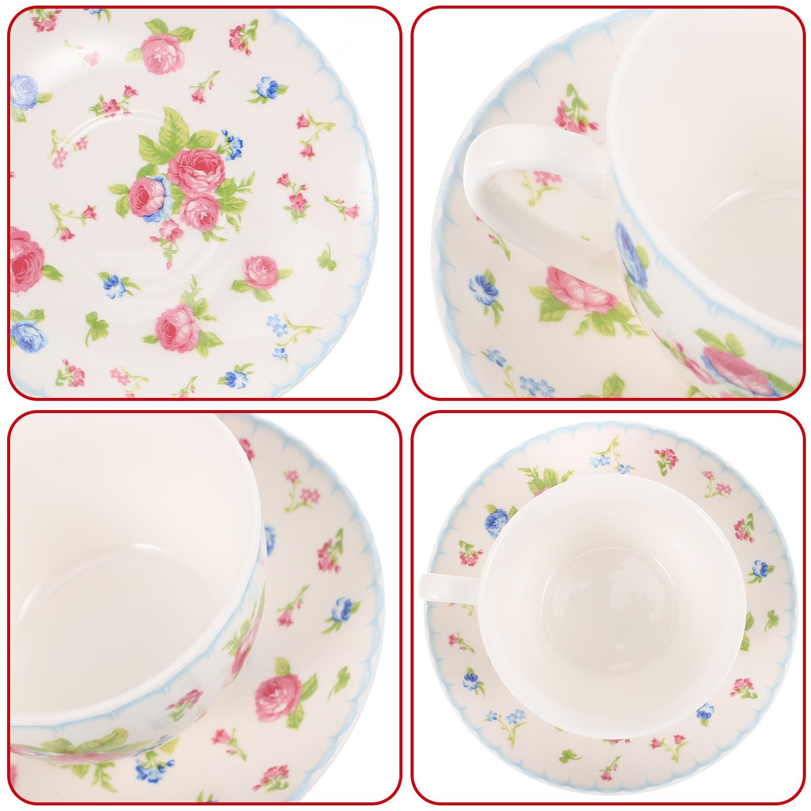 Juego de Taza y Platillo de Té 150ml Bone China 1 Set | Estilo Retro Patrón Delicado, Diseño Sencillo y Apariencia Fina, para Amigos y Familiares