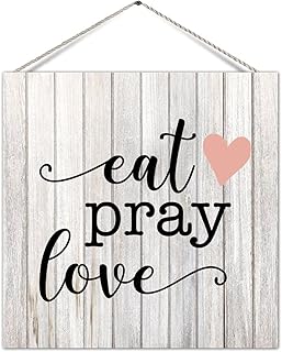 Wooden Sign Eat Pray Love Vintage Wooden Sign with Quote Wood Hanging Si...