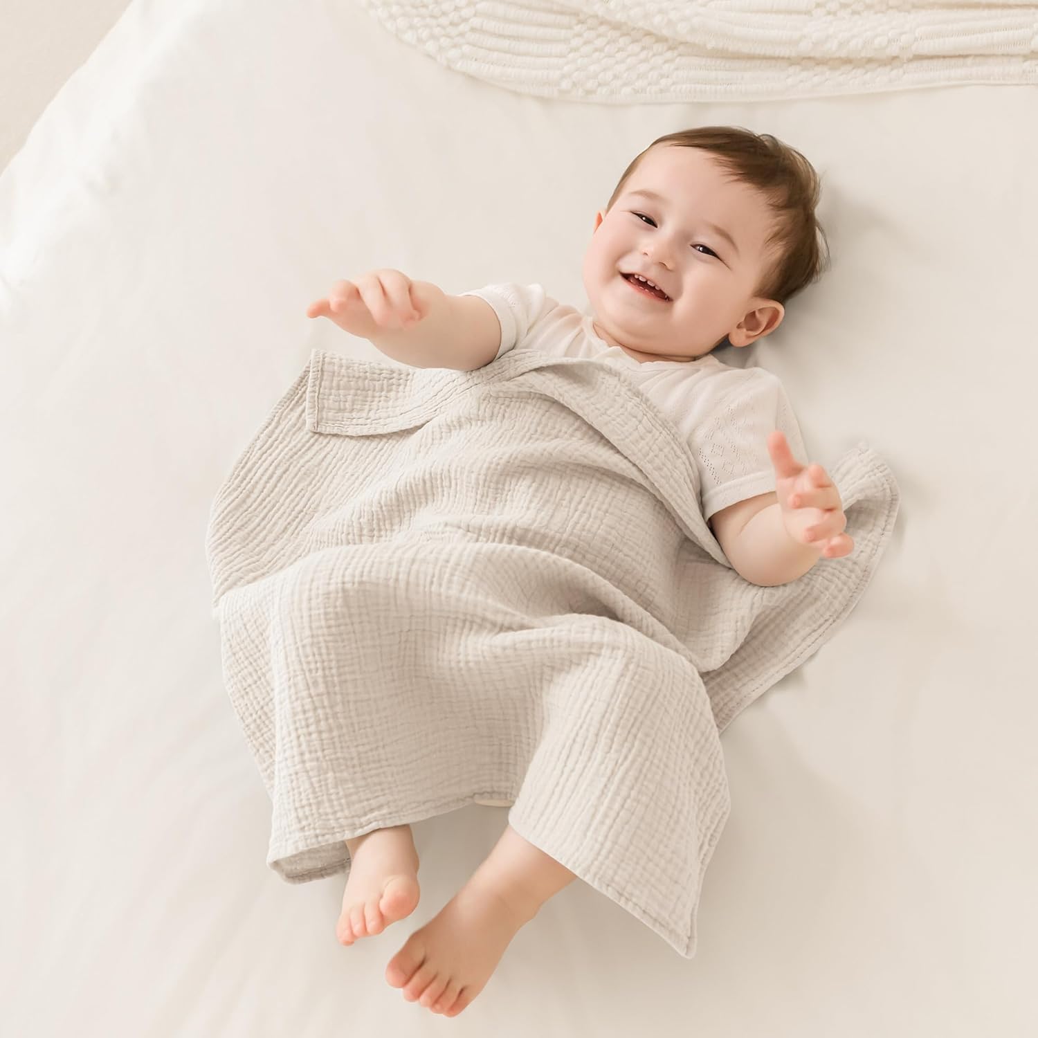 Susurration Muslin Burp Cloths Baby Washcloths 5 Pack, 100% Cotton Large 23.6 * 23.6 inch Extra Soft and Absorbent Baby Burp Cloths, Baby Essentials Gifts Registry-Brown&Green - Image 3